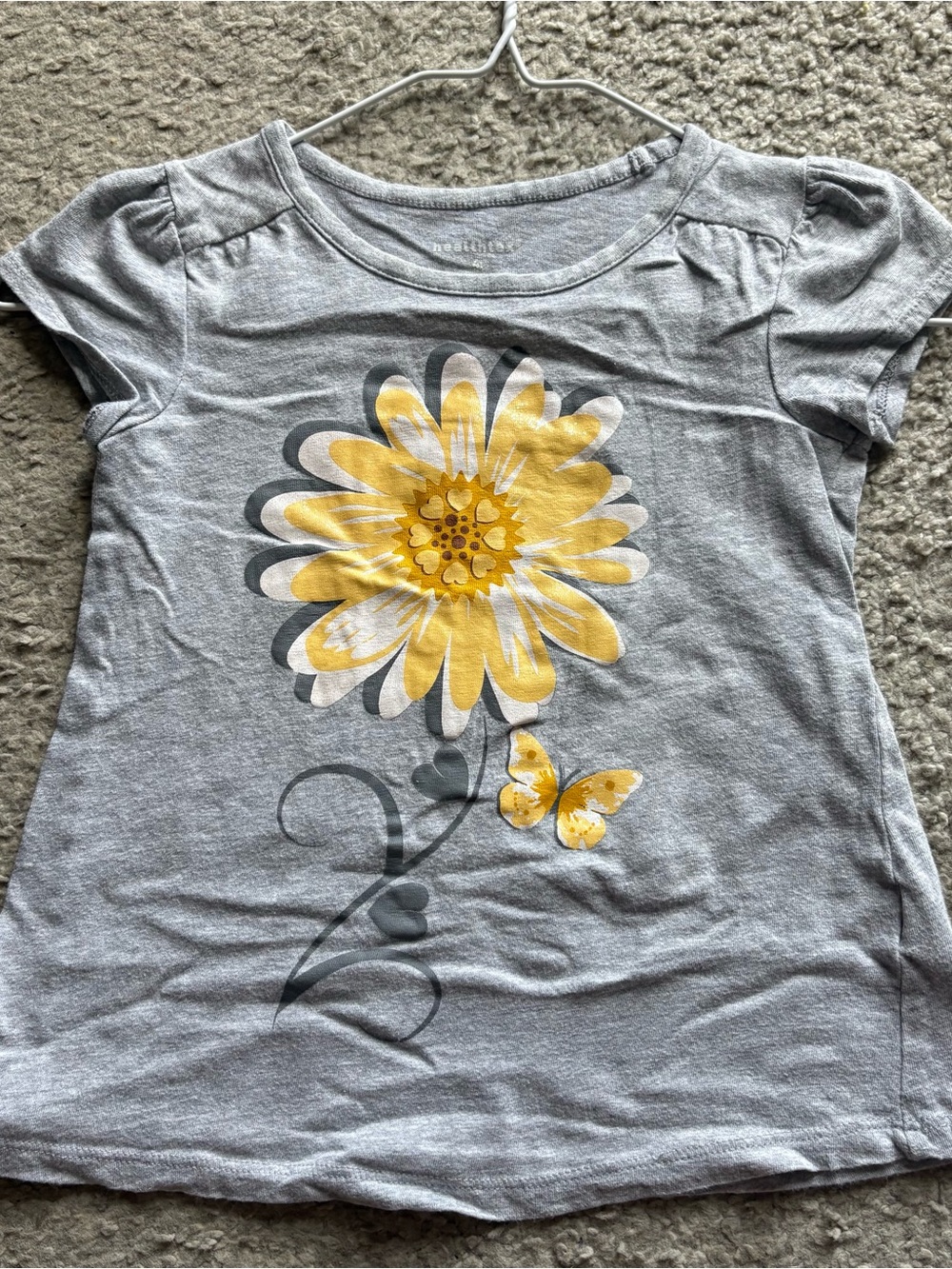 Healthtex Yellow Glitter Flower Shirt 4T gray